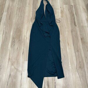 Women’s Symphony Dress Formal Slit Dress Halter Top Size Small S Blue